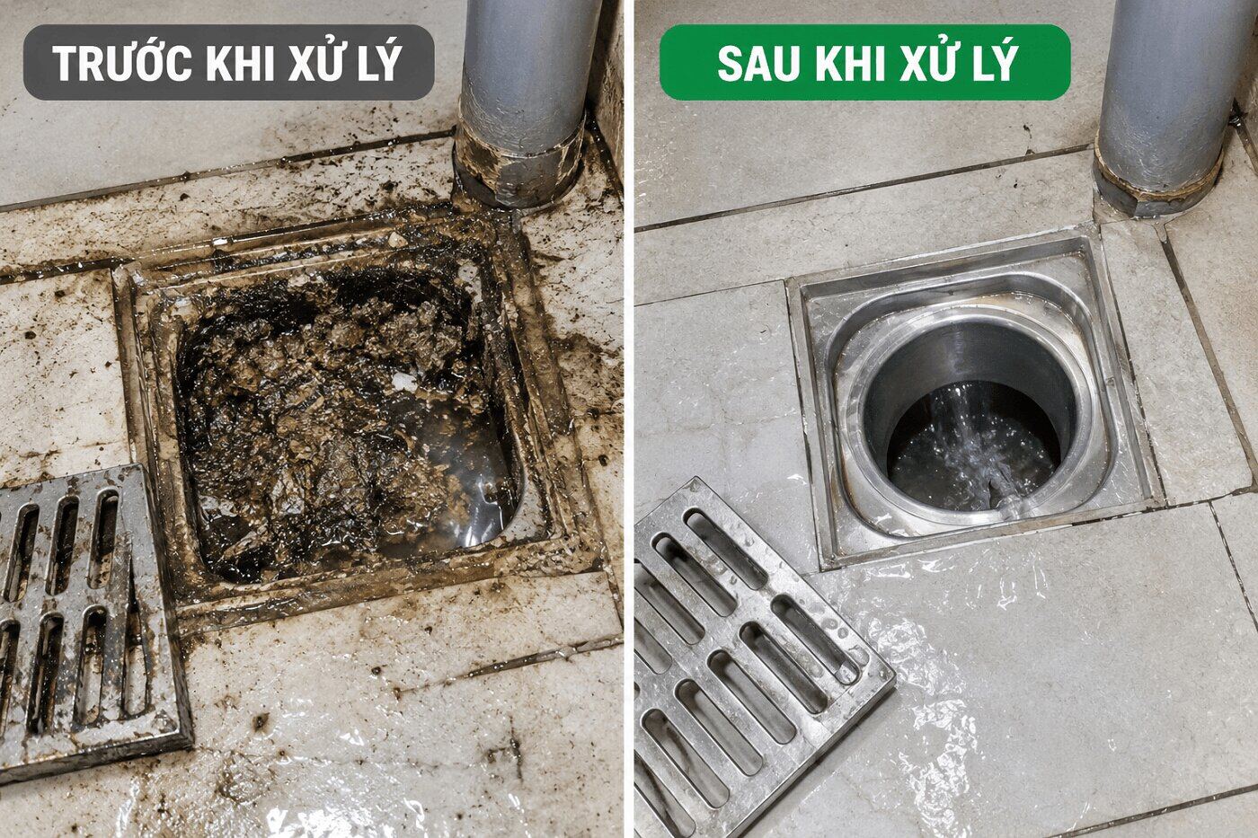 Hình ảnh trước và sau khi xử lý tắc nghẽn